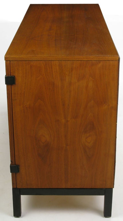 Milo Baughman Walnut & Black Lacquer Tri-Fold Door Sideboard 1
