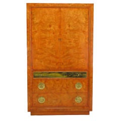Vintage Mastercraft Amboyna Burl & Acid Etched Brass Wardrobe Cabinet