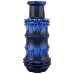 Scheurich West German Blue Drip Glaze Pottery Vase 2