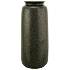 Scheurich West German Pottery Vase In Black Tortoise Glaze