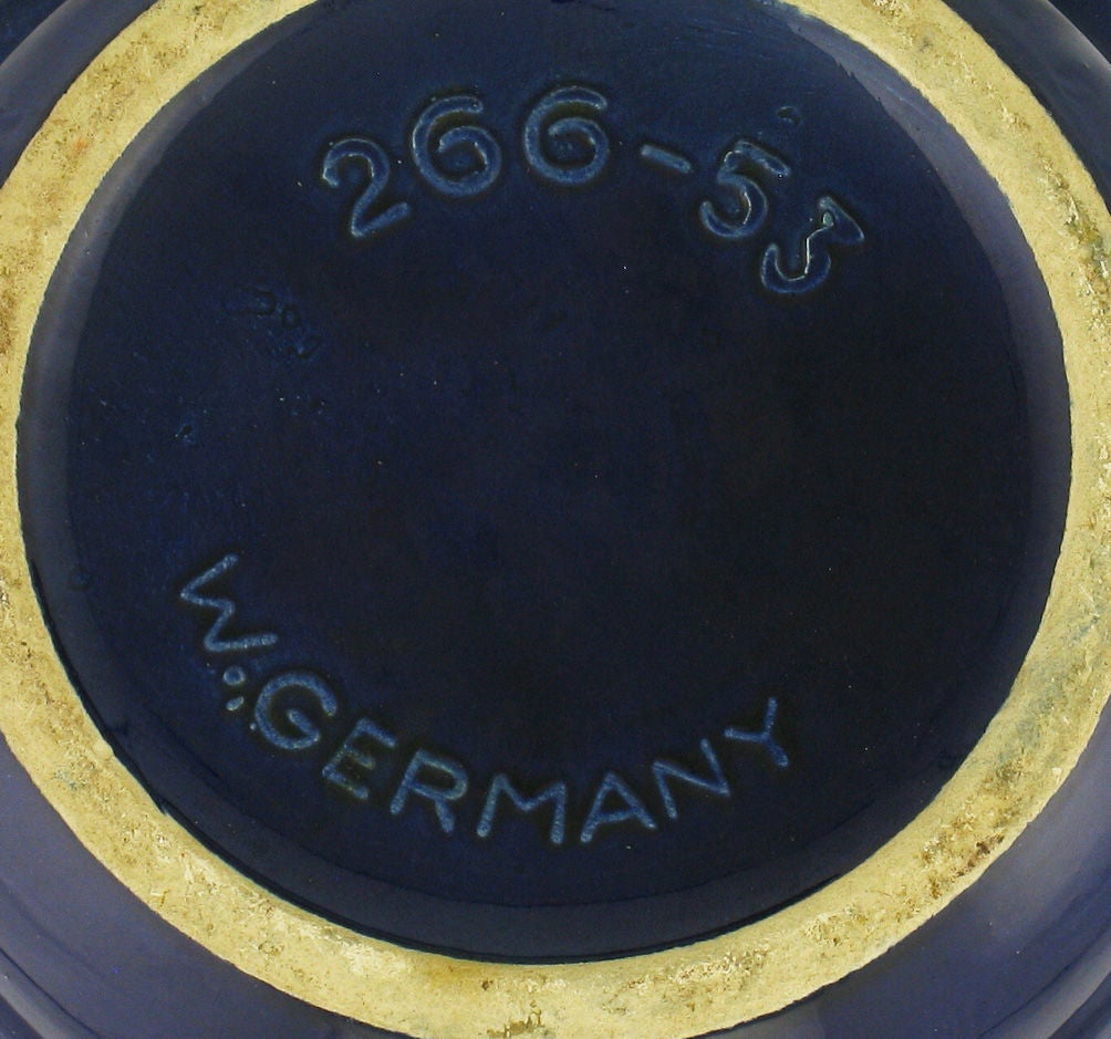 Scheurich West German Blue Drip Glaze Pottery Vase For Sale 2