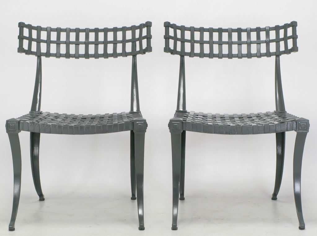 American Six Thinline Cast Aluminum Klismos Dining Chairs