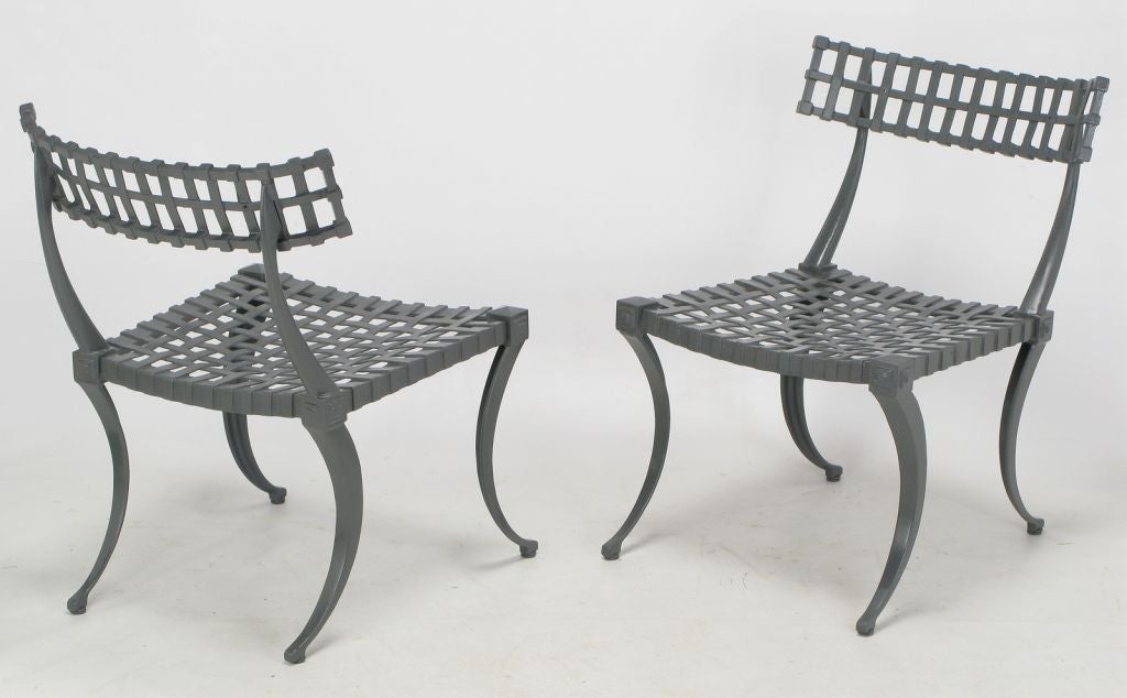 Six Thinline Cast Aluminum Klismos Dining Chairs 1