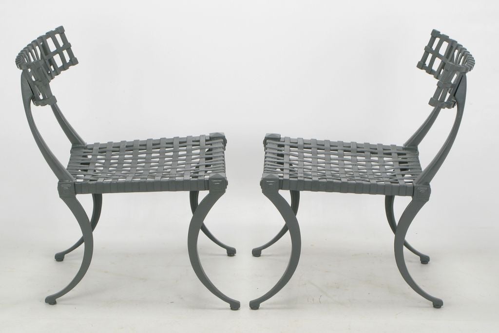 Six Thinline Cast Aluminum Klismos Dining Chairs 2