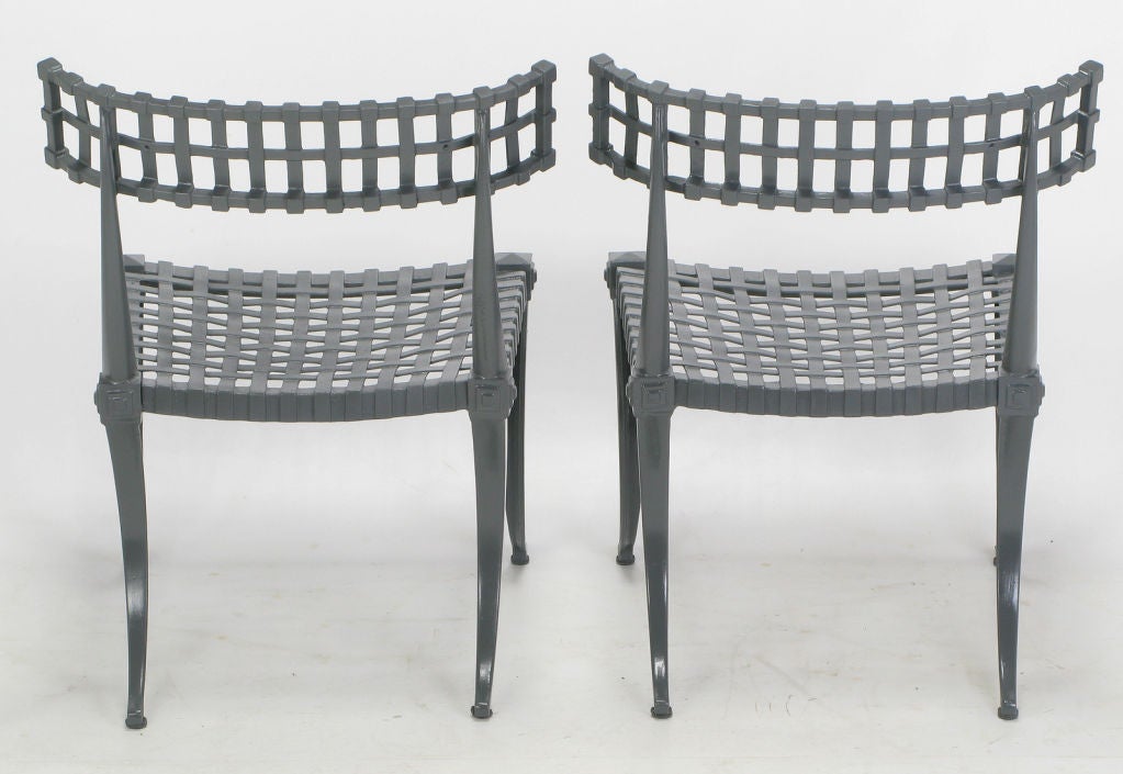 Six Thinline Cast Aluminum Klismos Dining Chairs 3