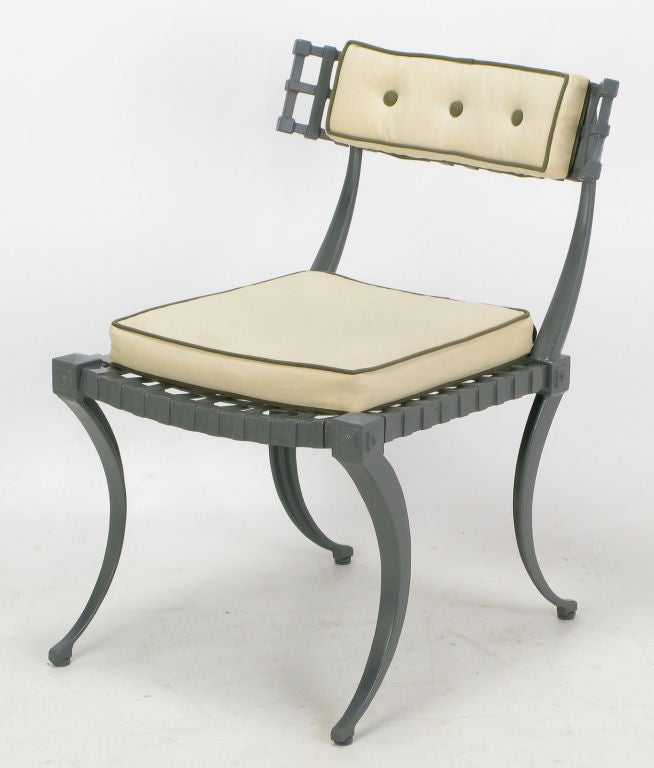 Six Thinline Cast Aluminum Klismos Dining Chairs 4