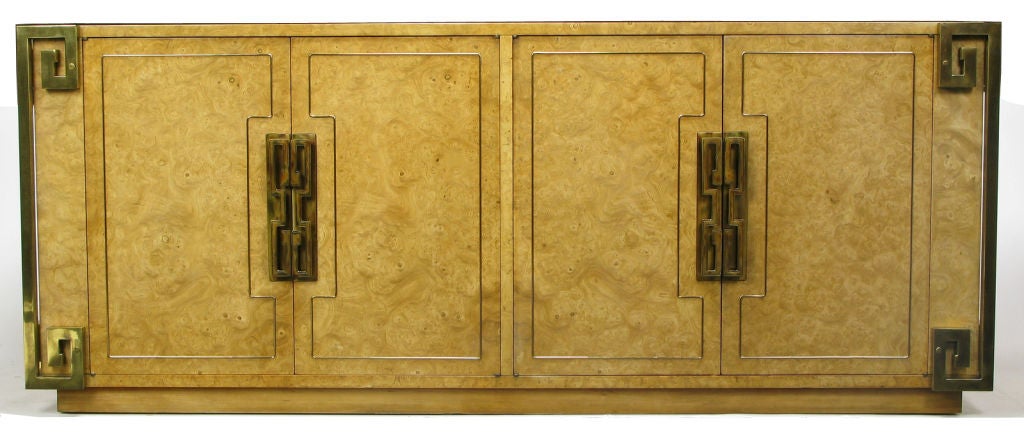 Mastercraft Amboyna Burl & Brass Greek Key Sideboard