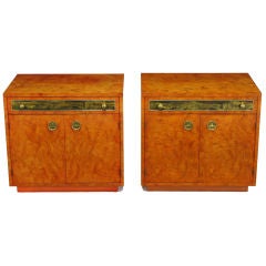 Pair Mastercraft Commodes With Acid Etched Brass Detail