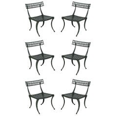 Six Thinline Cast Aluminum Klismos Dining Chairs