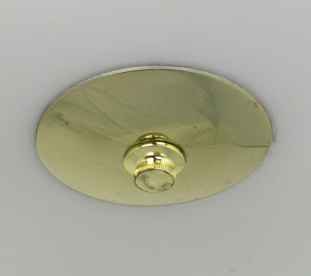 Pair Conical Pierced Brass & Milk Glass Pendant Lights 1