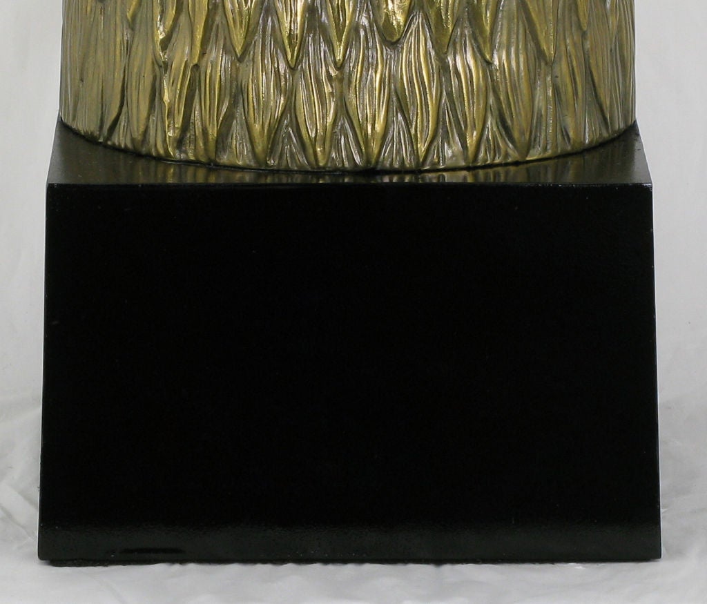 Mid-20th Century Chapman Table Lamp With Brass Head Of Lion Goddess Sekhmet