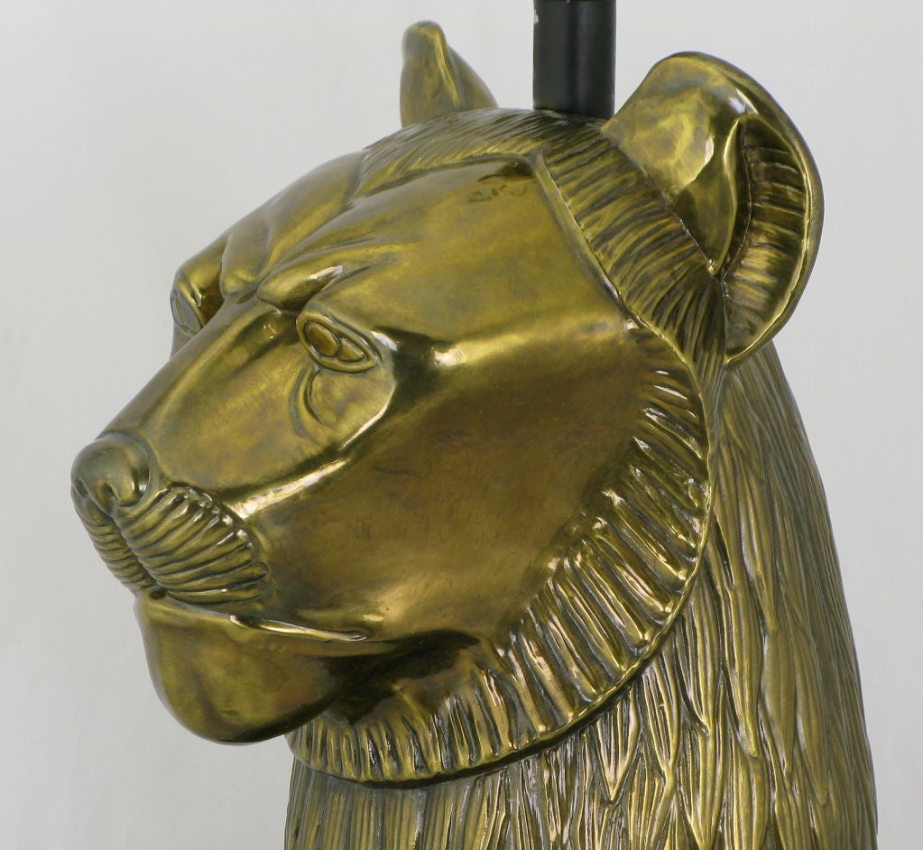 Chapman Table Lamp With Brass Head Of Lion Goddess Sekhmet 2