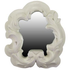White Lacquered Asymmetrical Foliate Resin Mirror