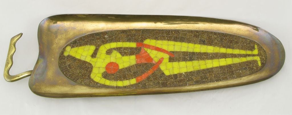 Salvador Teran Brass & Mosaic Glass Tile Tray