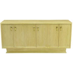 Used Century Cerused White Oak & Brass Pedestal Dresser