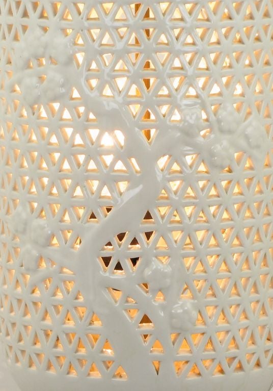 Blanc De Chine Reticulated Ceramic Table Lamp 1