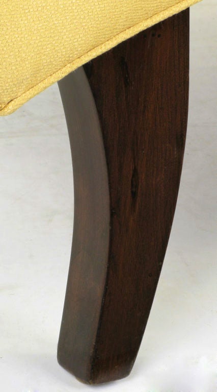 Wood Sculptural Chaise Longue In Saffron Silk Damask