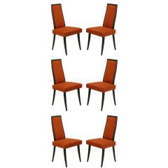 Set 6 Harvey Probber Dark Mahogany Saber Leg Dining Chairs