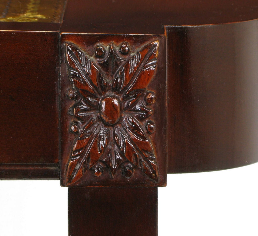 American Pair 1940's Zangerle & Peterson Mahogany Curule Leg End Tables