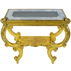 1940s Gilt Rococo Console Table With Illuminated Glass Top