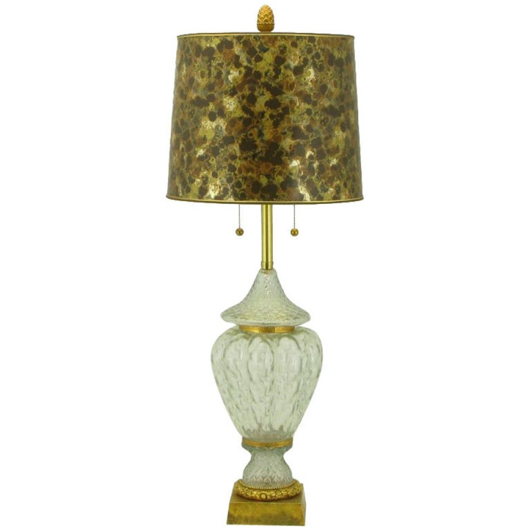 Marbro Crystal Vase Table Lamp with Brass Trim