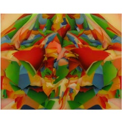 Large & Colorful Abstract Reverse Screen Print On Acrylic Circa 1978 3