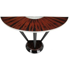 Macassar Ebony & Silver Leaf Art Deco Inspired Demilune Console Table