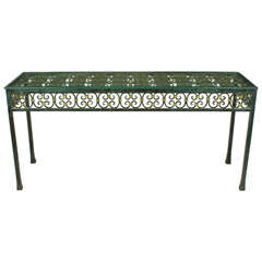 Maitland Smith Hammered Verdi Gris Iron Console Table