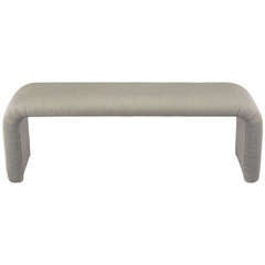 Grey Silk Blend Fully Upholstered Waterfall Bench