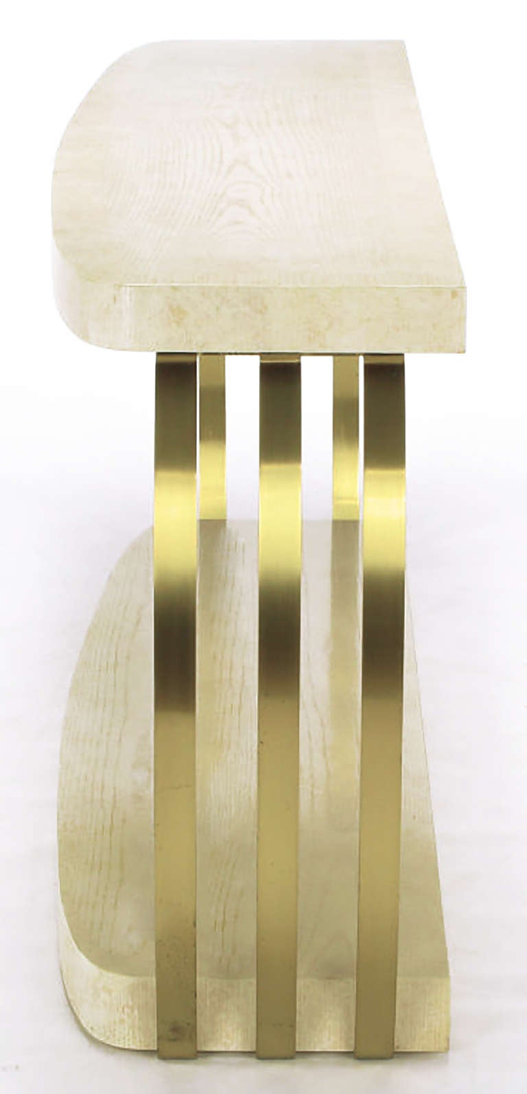 Table console postmoderne Henredon en laiton brossé et chêne cérusé Excellent état - En vente à Chicago, IL