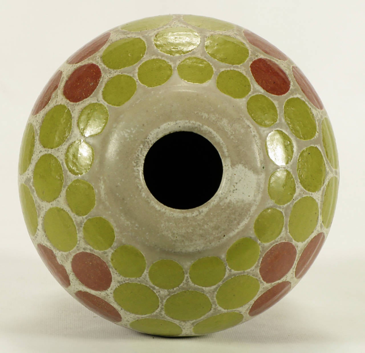 Glazed 1967 Tomiya Matsuda Red, Blue and Yellow Circles Studio Pottery Vase