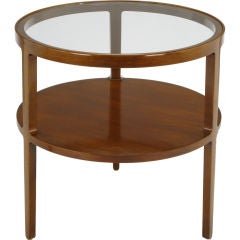 Edward Wormley  Round Walnut & Glass Three-Leg  End Table