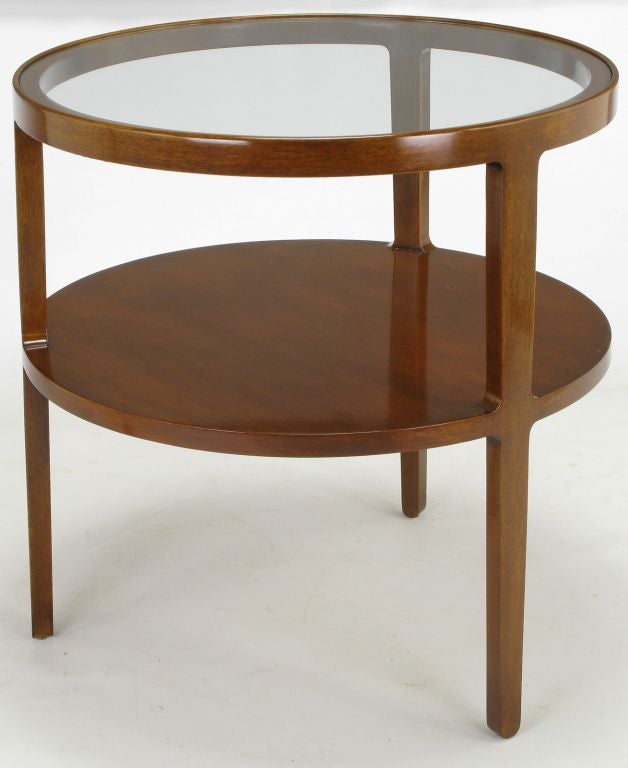 Edward Wormley  Round Walnut & Glass Three-Leg  End Table 1