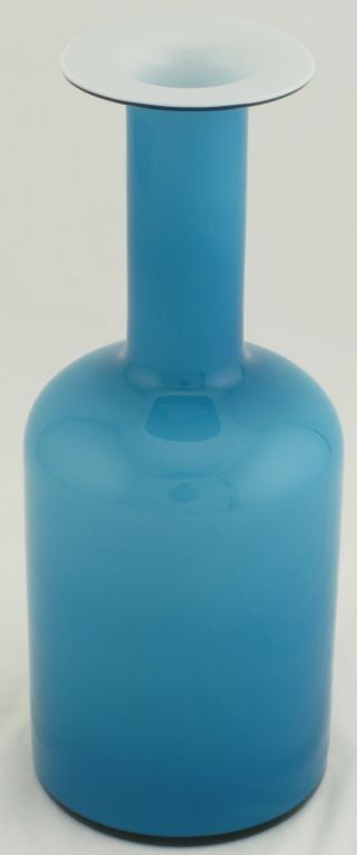 Otto Brauer Blue Cased Glass Gulvase For Holmegaard