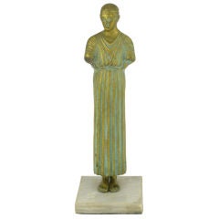 Bronze "Charioteer Of Delphi" Sculpture On Marble Plinth