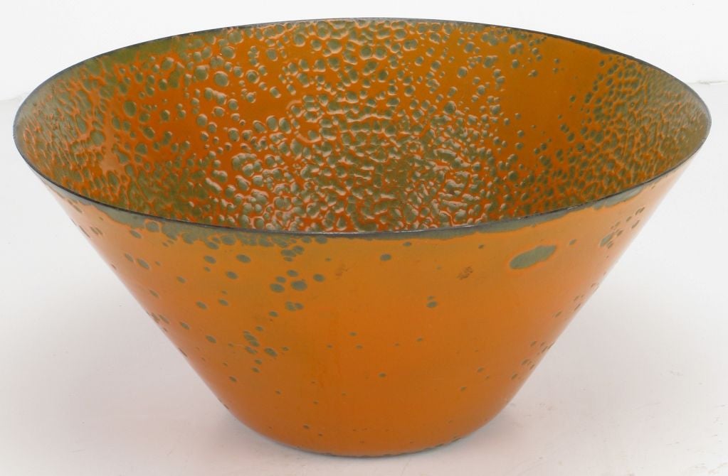 Persimmon Enameled Steel Bowl By Hanova Of California