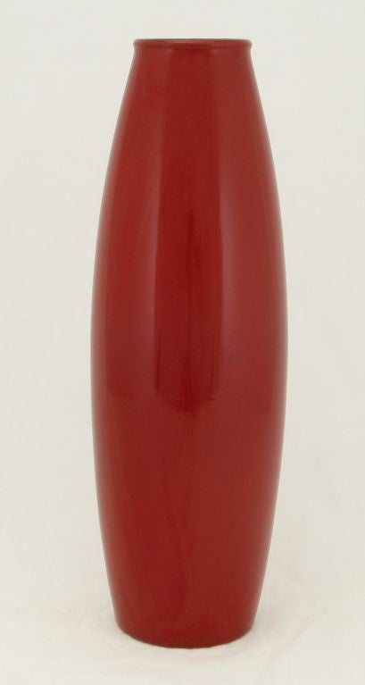 Scheurich German Pottery Vase In Heathered Red Glaze.