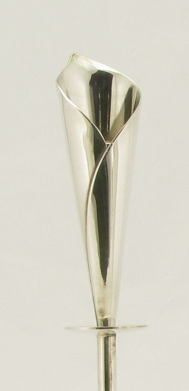 Mid-20th Century Hans Jensen Danish Silver Calla Lilly Candleholder