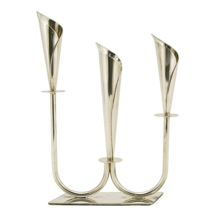 Hans Jensen Danish Silver Calla Lilly Candleholder