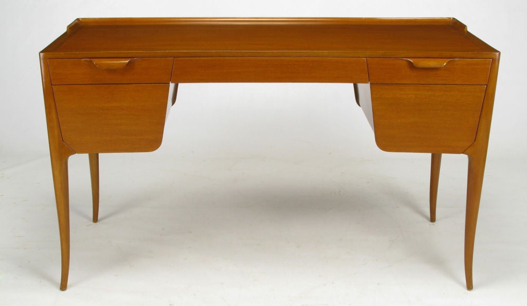 Rare Edward Wormley Mahogany Desk With Saber Legs