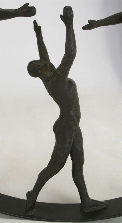 Bronze Patina Cast Iron & Steel Circular Wall Sculpture 3