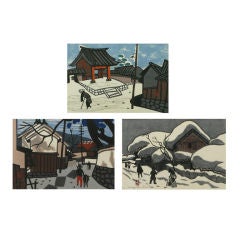 Set Of Three Kiyoshi Saito (1907-1997) Wood Block Prints
