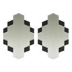 Vintage Pair Art Deco Revival Geometric Black 
Clear Mirrors