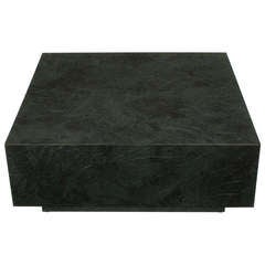 Retro Floating Square Coffee Table in Green and Black Slatelike Material