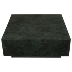 Floating Square Coffee Table in Green and Black Slatelike Material
