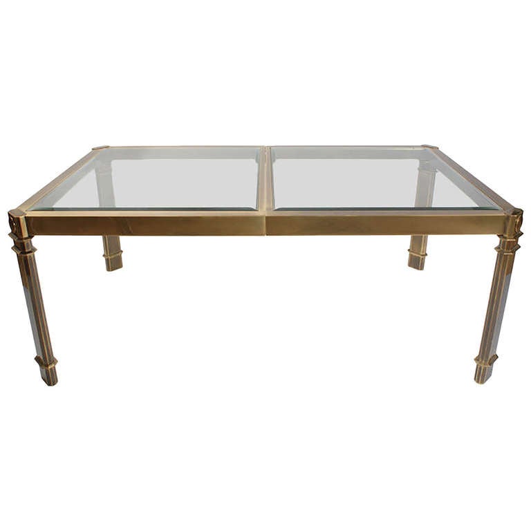 Mastercraft Postmodern Bronze and Glass Dining Table at 1stDibs