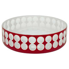 Hungarian Hand-Cut Red and White Cased Glass Bowl 7