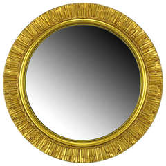 Circa 1950s Gilt Round Sunburst Resin Mirror