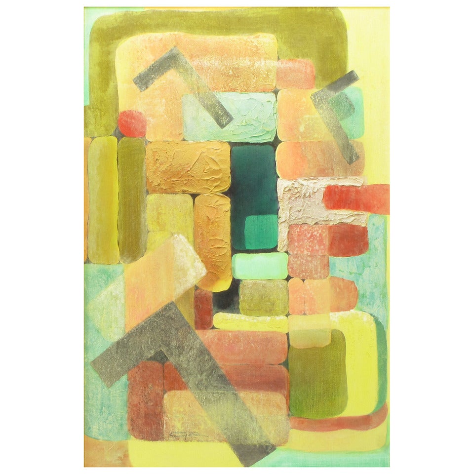 Abstraktes, kubistisches Relief, inspiriert von Mischtechnik auf Leinwand im Angebot
