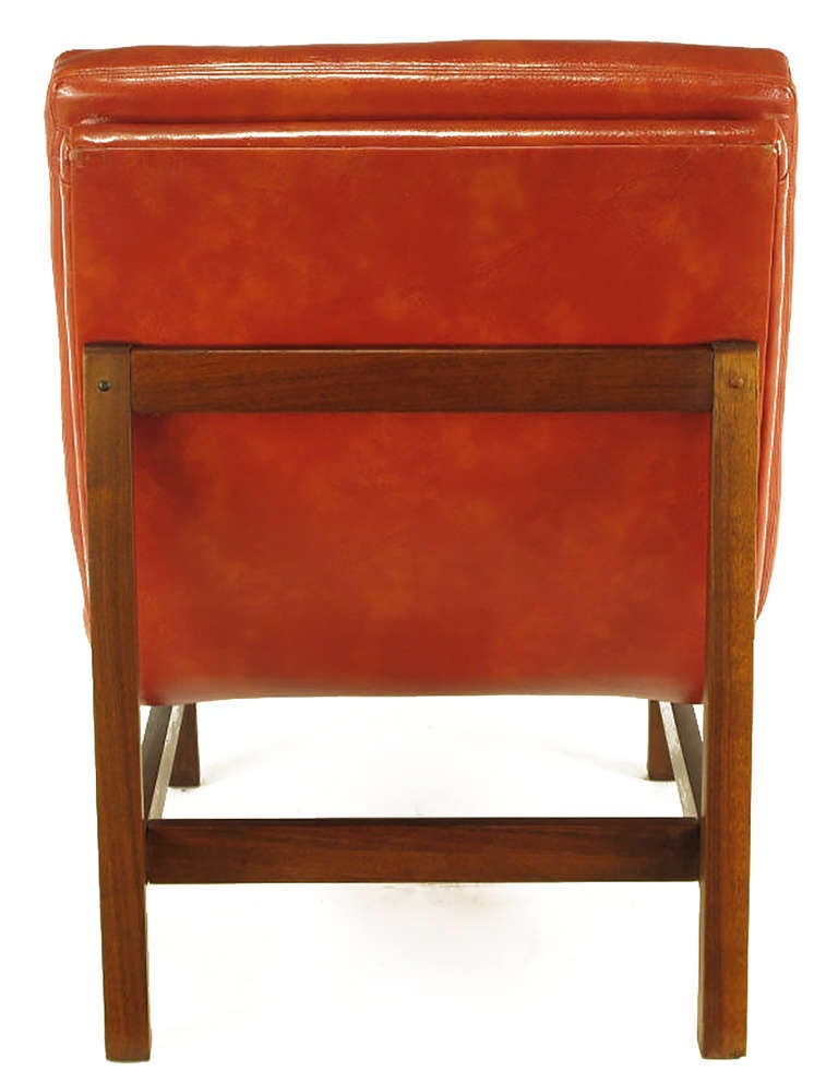 Pair of Custom Umber Upholstered Mahogany Frame Scoop Chairs 2